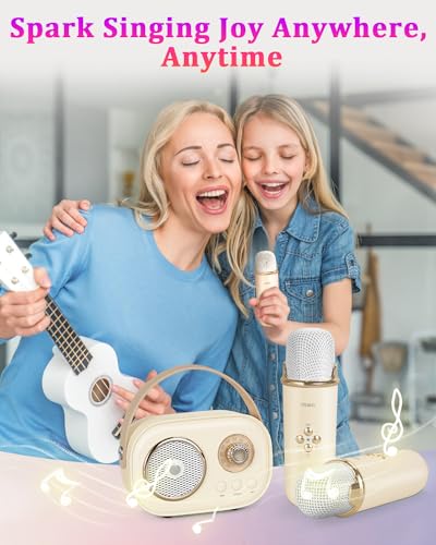 Mini Karaoke Machine with Bluetooth Speaker for Kids & Adults (Beige)  
Portable Mini Karaoke Machine with Bluetooth for