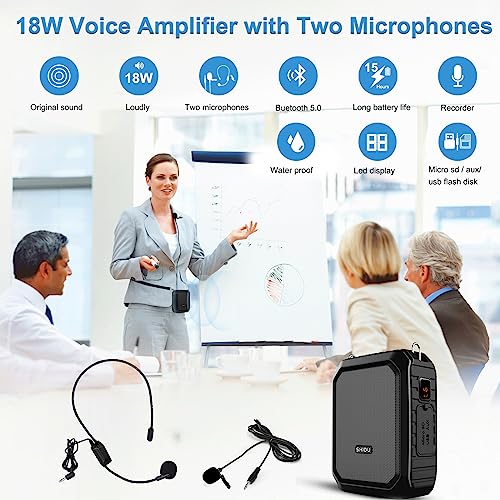 Bluetooth Voice Amplifier for Teachers and Tour Guides - 18W IPX5 Waterproof Small Megaphone Speaker
| Portable Microph