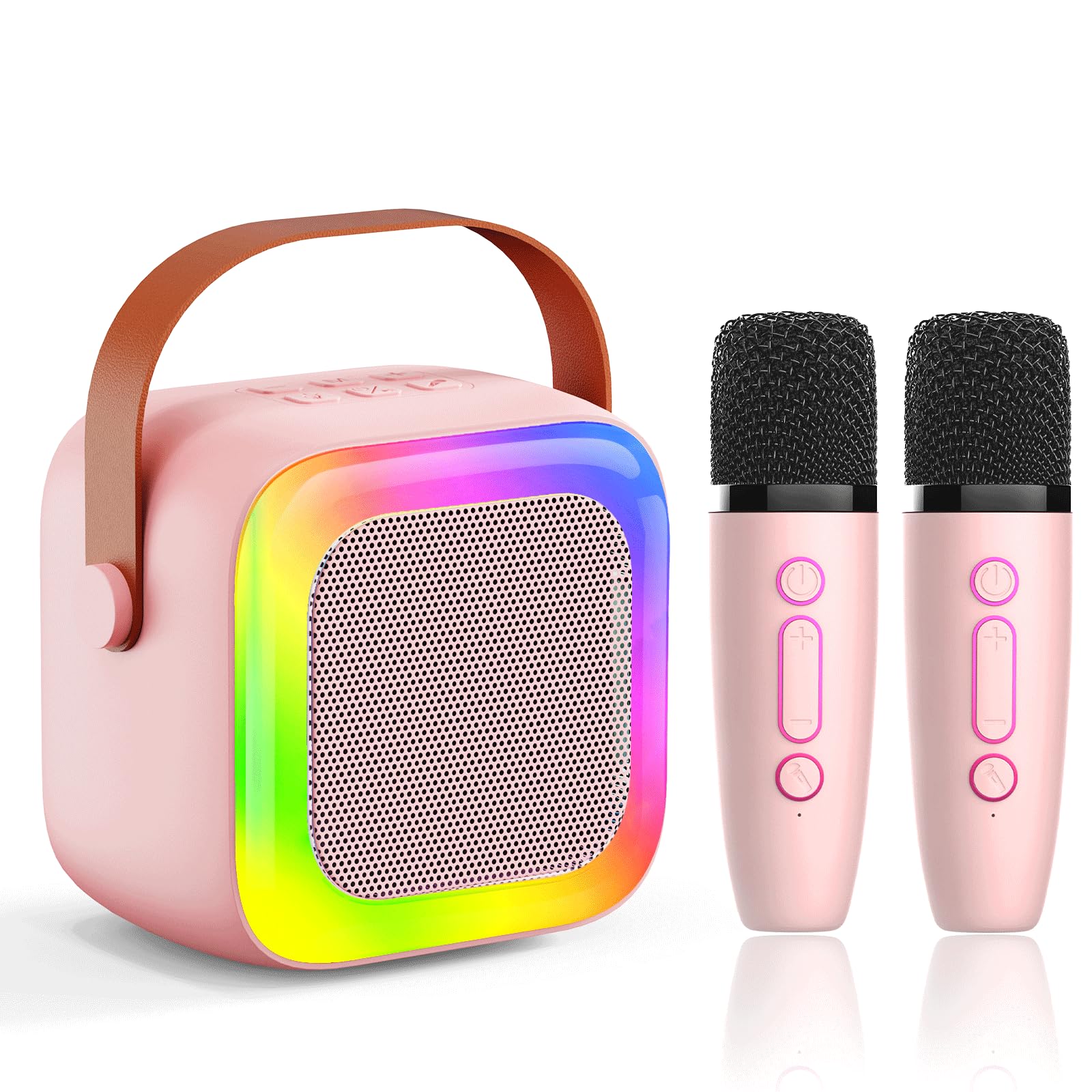 Mini Karaoke Machine with 2 Wireless Microphones for Kids Teen Adults Gifts  
Mini Karaoke Machine with LED Lights for C